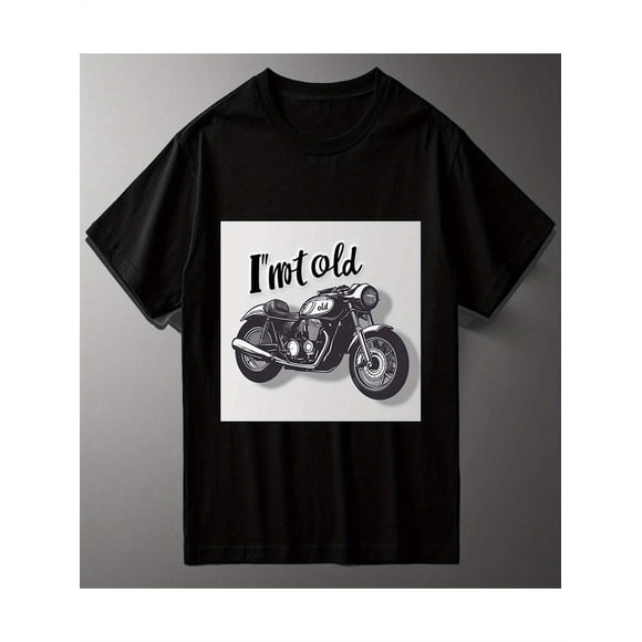 Motorcycle Pattern Printed 'I'M Not Old' Cotton Short Sleeve Printed pattern short-sleeved shirt