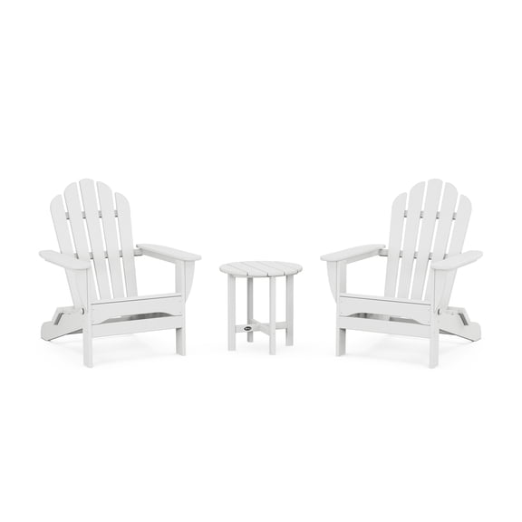 Trex Outdoors 3-Piece Monterey Bay Folding Outdoor Adirondack Set in Classic White