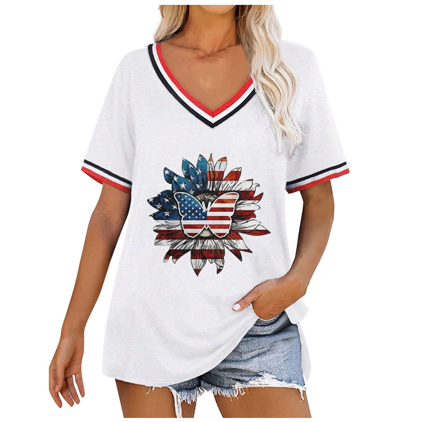 Aueoeo Patriotic shirts tops 4th of 
