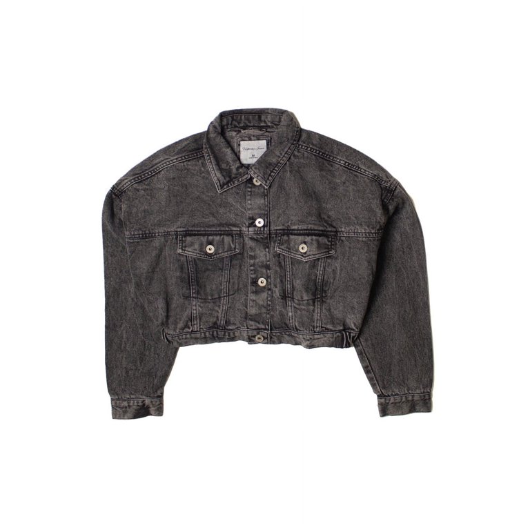 Cropped acid wash denim jacket hotsell