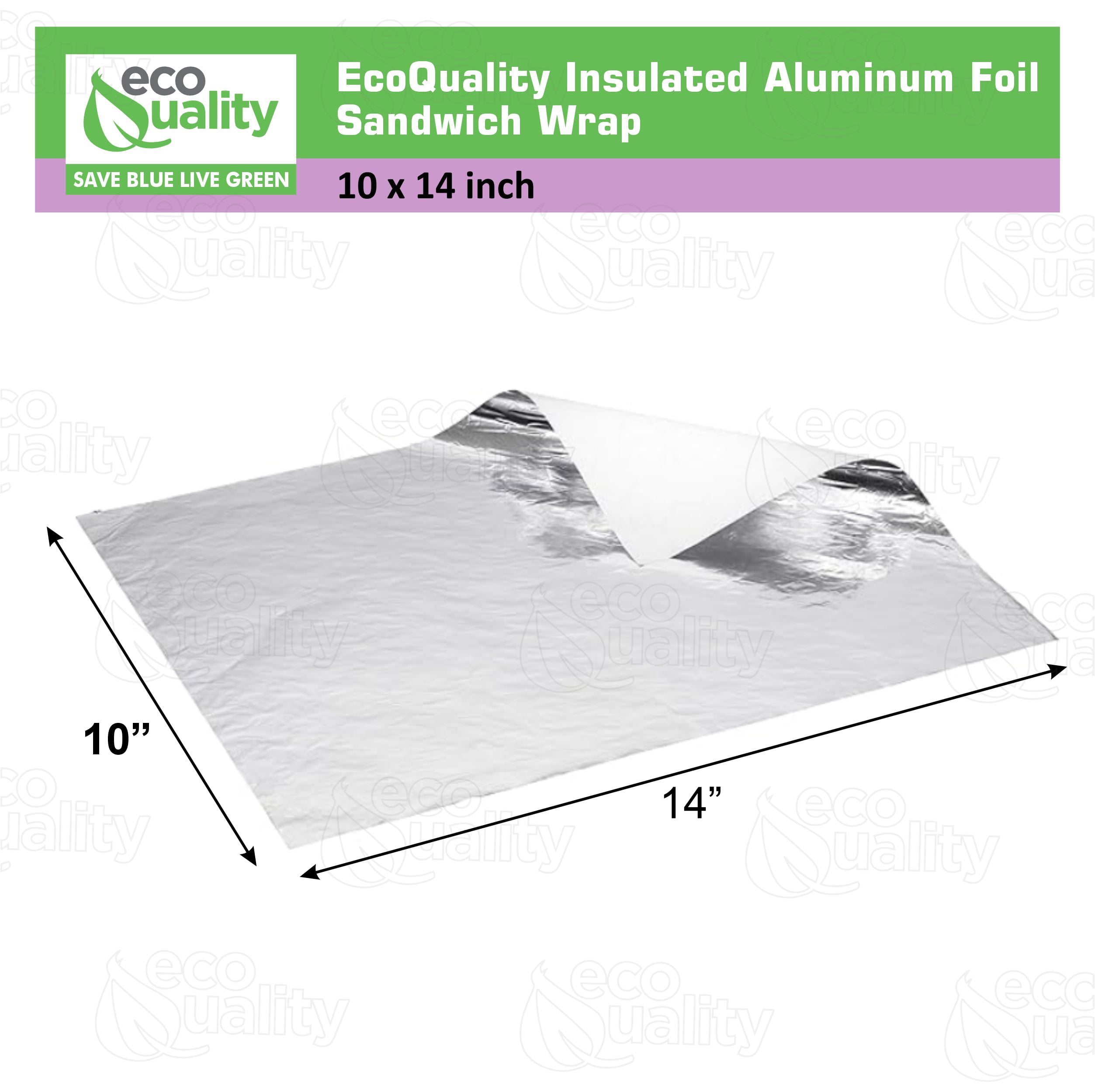 [2000 Pack] Insulated Foil Sandwich Wrap 10 x 14 inches - Cushion Foil Wrap, Plain Silver, Aluminum Foil Wrap, Honeycomb Wrap Sheets for Sandwiches, Deli Square, Burger Wrap, to go, Restaurants, BBQ