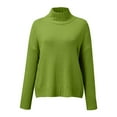 thumbnail image 3 of BKQCNKM Womens Sweaters Sweaters For Women Loose Long Sleeve Pull On High Neck Solid Color Women'S Cardigans Warm Pullover Sweater (Women) Green XL, 3 of 6