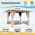 thumbnail image 2 of Erommy Outdoor Gazebo 10'x10', Double Roof Patio Gazebo with Mosquito Nettings and Privacy Screens,Kahaki, 2 of 9