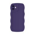 thumbnail image 1 of wonima44 for iPhone 12 Case Wave, Curly Frame Design for Women Girls, Cute Wavy Solid Color Aesthetic Phone Case Soft Flexible TPU Shockproof Full-Body Protective Cover 6.1 inch - Drak Purple, 1 of 1