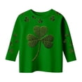 thumbnail image 3 of WOYY Big Girls T Shirt Clover Print 3/4 Sleeve Crew Neck T-Shirt Graphic Tee, Sizes 8-9, 3 of 3