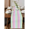 thumbnail image 4 of ERUNPONLY Pink Aqua Stripes Table Runner - 90 Inch Long Geometric Yellow Geometric Cotton and Linen Blended Dress Scarves Farmhouse Table Runner for Kitchen Dining, Coffee Table, 13"x90", 4 of 8