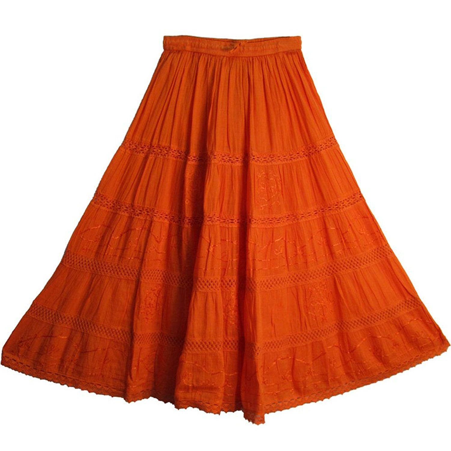 orange boho maxi skirt