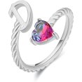 thumbnail image 1 of ORUYROP Silver Initial Rings Cubic Zirconia Heart Rings for Women Adjustable Letter Rings Birthday Jewelry Gift for Mom Girlfriend Christmas, 1 of 7