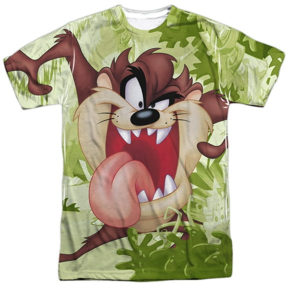 Looney Tunes Taz Mens Sublimation Polyester Shirt White, Large