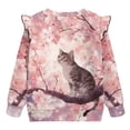 thumbnail image 6 of Xoenoiee Cat Cherry Blossom Print Girl's Graphic Shirts Top Long Sleeve Crewneck Sweatshirts Pullover Drop Shoulder Sweater Top for Sport Vacation, Size 1-2 Years, 6 of 7