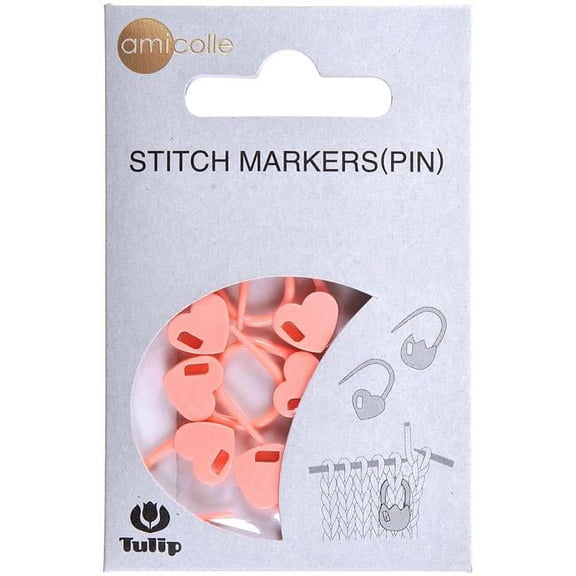 Tulip Needle Company Stitch Markers - Pink Heart, Pkg of 7, Pins