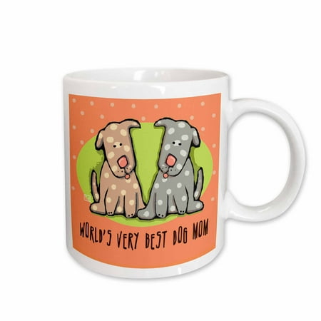 

3dRose World s Best Dog Mom Cute Cartoon Puppies Pets Animals Ceramic Mug 11-ounce