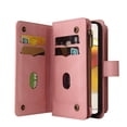 thumbnail image 6 of TECH CIRCLE Wallet Case For Moto G30,PU Leather Zipper Handbag Purse Flip Cover Kickstand Folio Women Case with Card Slots Holder Wrist Strap for Motorola Moto G30 6.5" 2021,Pink, 6 of 9