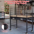 thumbnail image 4 of Bingirl Établi Roulant Réglable 48x24 Pouces, Banc de Travail Robuste avec Prises de Courant, Tiroir de Rangement pour Lumières, Panneau d'Appoint, 30 Crochets, Banc à Outils en Bois pour Garage et Atelier, 4 of 7