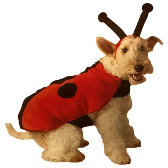 Plush Red Lady Bug Halloween Dog Costume 2PC Pet Ladybug Outfit Small (7-12 lb)