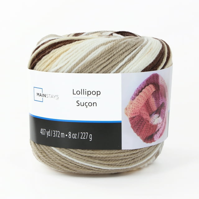 MAINSTAYS Fil Lollipop – Beige Nuancé, Acrylique #4, 227 g/372 m