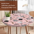 thumbnail image 4 of Pink Halloween Round Tablecloth, Fitted Table Cover with Elastic for 45"-54" Round Tables, Cat Bat Ghost Pumpkins Table Cloth Outdoor Indoor Dinning Party Waterproof Tablecloths, 4 of 7
