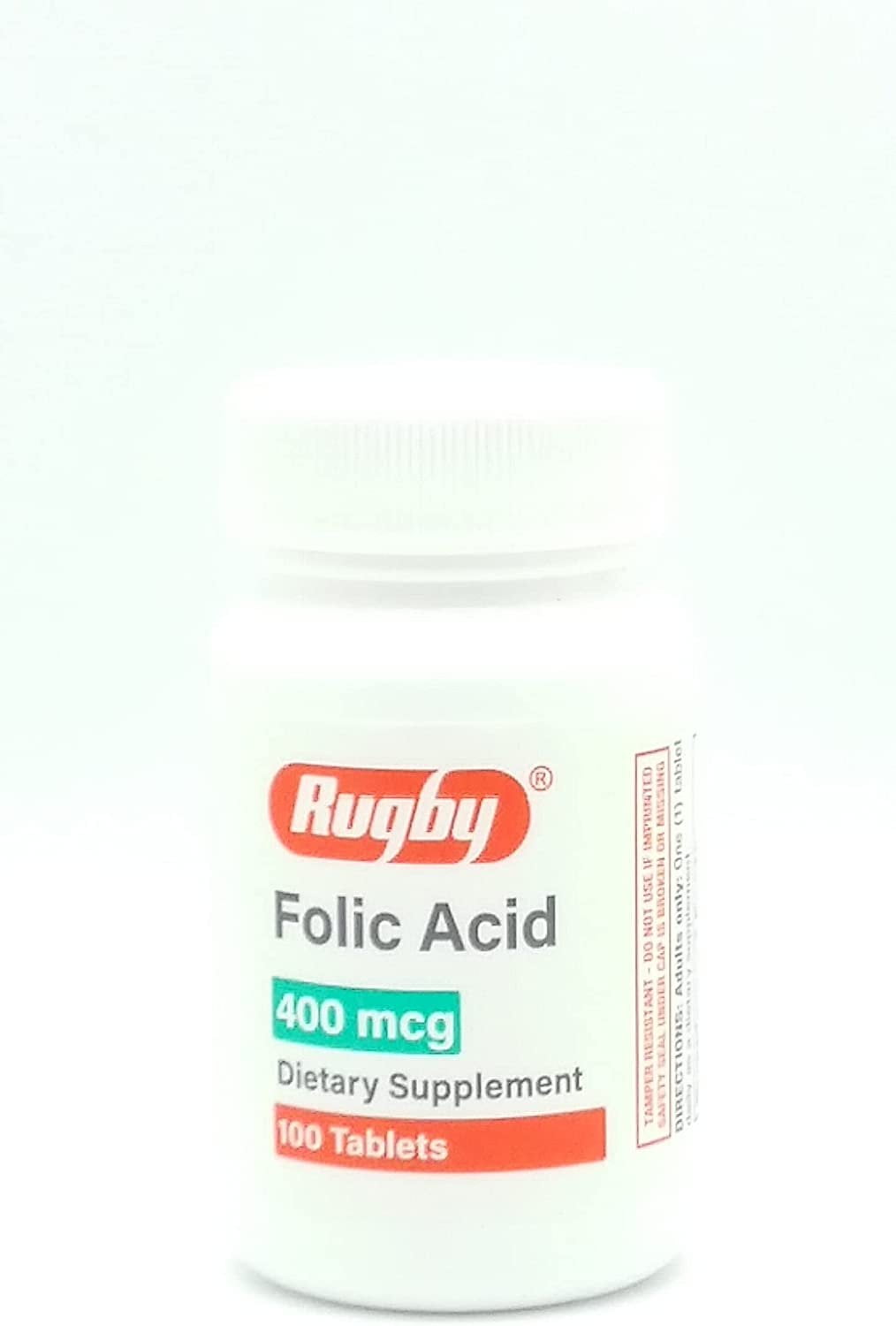 Rugby Laboratories Folic Acid 400 mcg Vitamin B9 Folate Daily Dietary