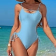 thumbnail image 6 of ANINEO 2025 Women Swimwear Solid Color Swimsuit Monokini Spaghetti Hollow Integrated Swimsuit Classic Hawaii Summer Tropical Brazilian Beachwear, 6 of 7