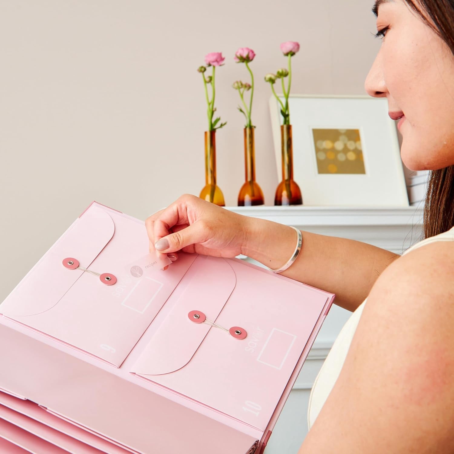 Acid-Free Document Organizer Binder with Guided Labels and 10 Pocket Folders for Home Records, Legal & Medical Papers