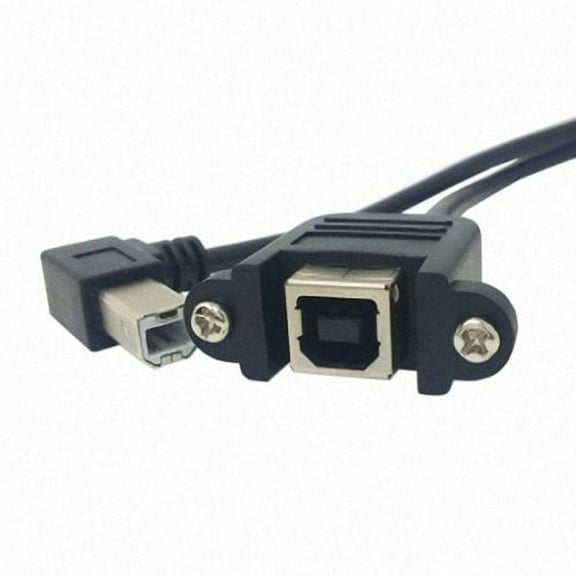 Chenyang CY 90 Degree Left Angled USB B Type Male to Female Extension Cable with Screws for Panel Mount 50cm Cable