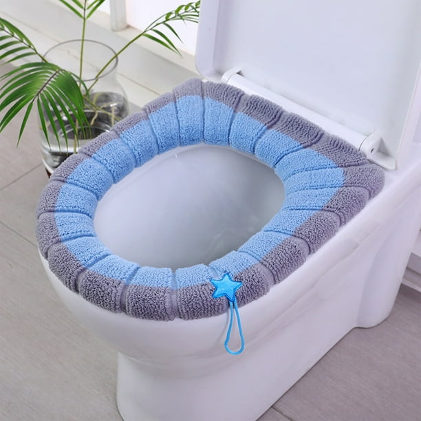 Xihbxyly Cojín para Asiento de Inodoro, Suave y Cómodo Tapete de Algodón Tejido, Funda Impermeable de Diseño Higiénico, Junta de Instalación Fácil de Limpiar, Accesorio de Decoración para Baño, Ideal