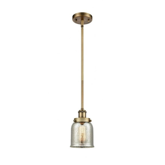916-1S-BB-G58-Innovations Lighting-Bell - 1 Light Stem Hung Mini Pendant In Industrial Style-10 Inches Tall and 5 Inches Wide-Brushed Brass