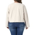 thumbnail image 3 of Agnes Orinda Women's Plus Size Bomber Jacket Single Breasted Cropped Jackets Long Sleeve Casual Shacket Coat with Pockets 1X Apricot, 3 of 5