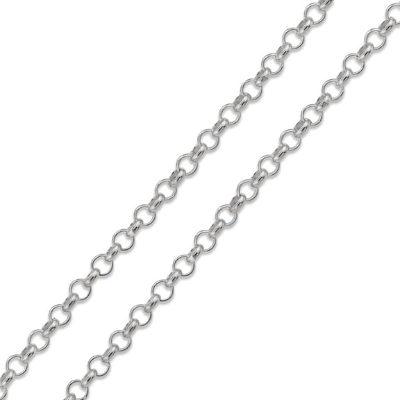 10K White Gold 2.5mm Rolo Pendant Chain, FREE Microfiber Cloth, High Polish Link Mens Womens Necklace, Giorgio Bergamo 16