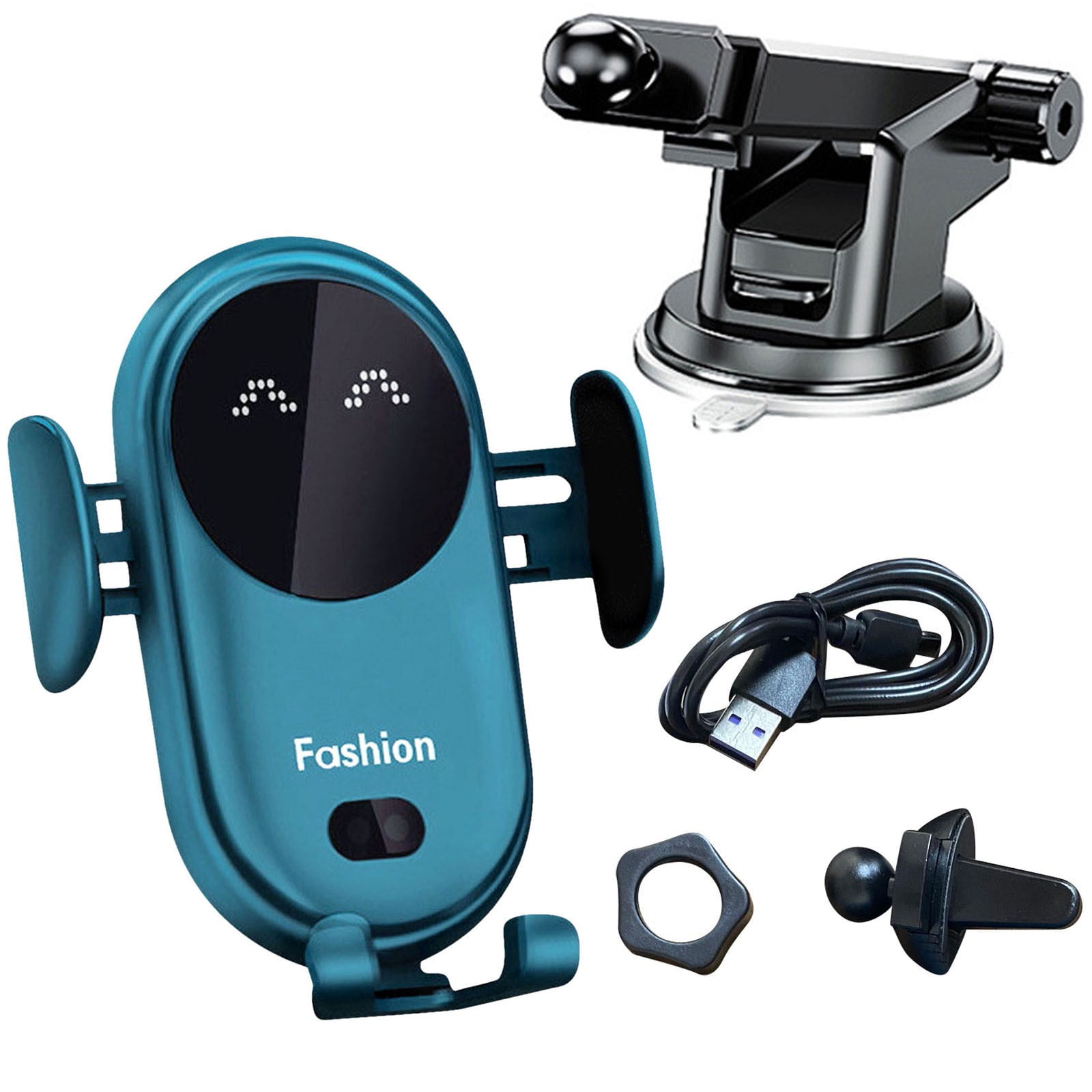 Penmahua Infrared Sensor Wireless Charging Car Phone Stand With Suction Cup Dashboard Mount Supports 15W Fast Charging For 4.5-6.8 Inch Phones Includes Bracket And Cable Made Of Plastic Ma