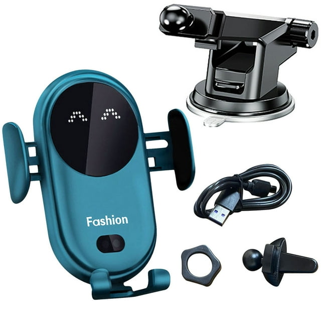 Soporte de teléfono para coche con sensor infrarrojo inteligente | Soporte de carga inalámbrica con sujeción automática | Cargador rápido de 15 W y ventosa para salpicadero o parabrisas