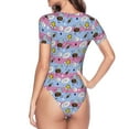 thumbnail image 4 of Easygdp Bees And Daisies Striped Women'S Waist-Cinching Short-Sleeved Onesie, Olastic Onesiet,Snaps At Bottom,Easy To Put On And Take Off - Small, 4 of 9
