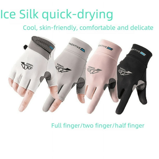 Guantes de seda de hielo para hombres y mujeres, de verano, transpirables, de secado rápido, finos, para montar al aire libre, conducir, antideslizantes, protector solar, pesca