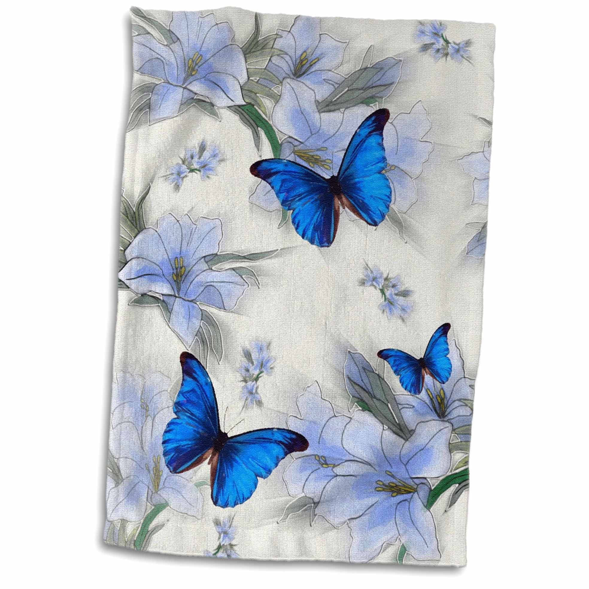3D Rose Butterflies Hand Towel 15 x 22