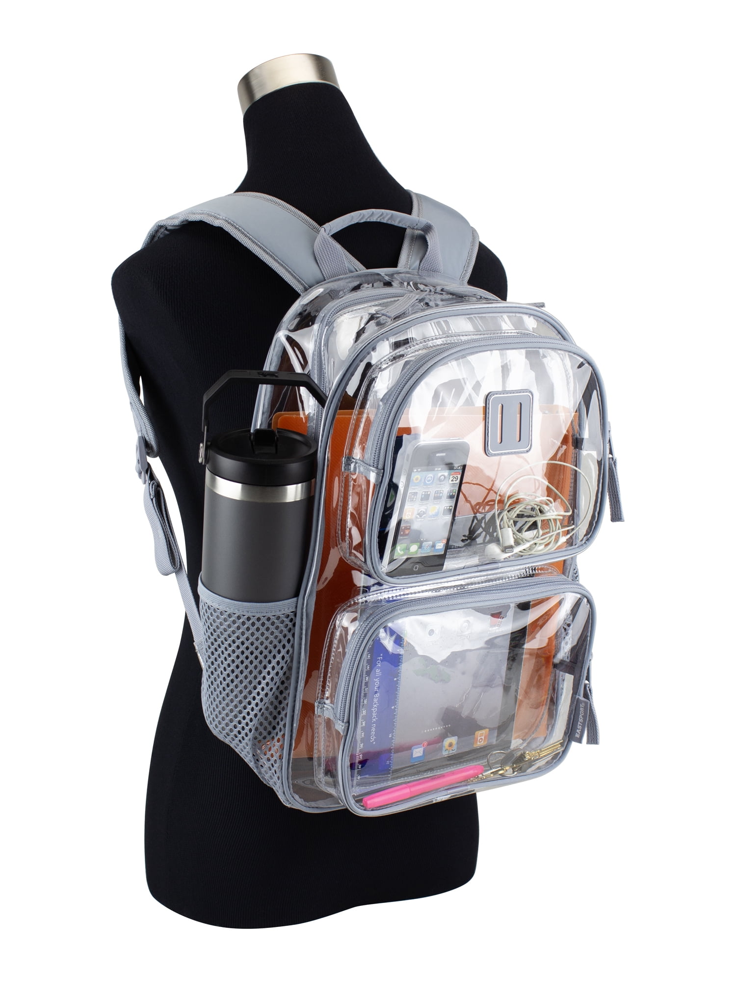 Eastsport Unisex Primo Clear 16" Backpack, Cool Grey