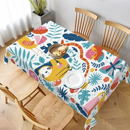 

Tablecloth Cute Sloths Animal Table Cloth For Rectangle Tables Waterproof Resistant Picnic Table Covers For Kitchen Dining/Party(60x90in)
