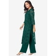 thumbnail image 3 of Roaman's Women's Plus Size 3-Piece Allover Lace Duster Pant Set – Formal Wear, 3 of 5