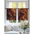 thumbnail image 5 of Brown Marble Semi Sheer Curtains 54 Inch Length 2 Panels Set, Ombre Abstract Striped Mottled Aesthetic Sheer Kitchen Curtain Privacy Voile Window Curtain for Living Room Bedroom Rod Pocket Drapes, 5 of 7