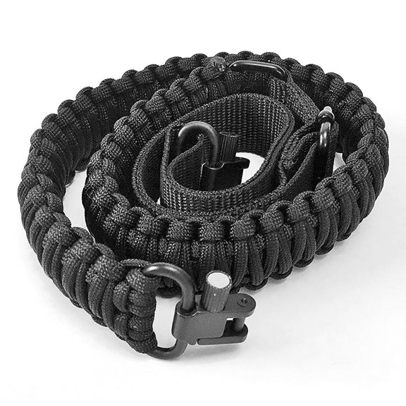 Sirius Survival 2 Point Gun Sling 550 Paracord, Adjustable with Swivel - Black