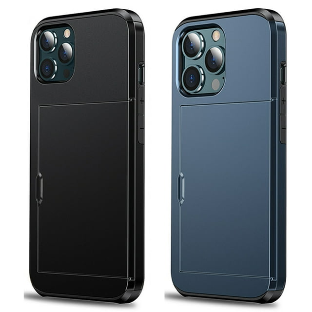 Funda protectora oculta deslizante con ranura para tarjeta de crédito, carcasa trasera para iPhone 14Pro, 2 uds.