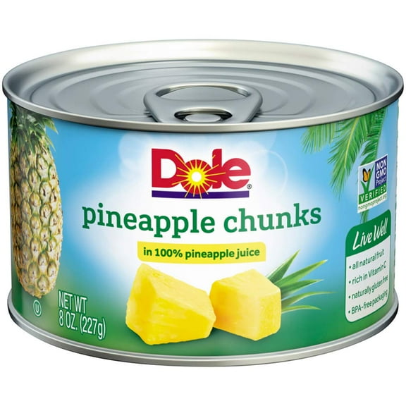 Dole Pineapple Chunks In 100% Pineapple Juice 8 Oz. Can