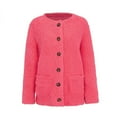 thumbnail image 4 of Abcnature Women Casual Plus Size Plush Sweater Pockets Outerwear Buttons Cardigan Coat Pink 4XL, 4 of 6