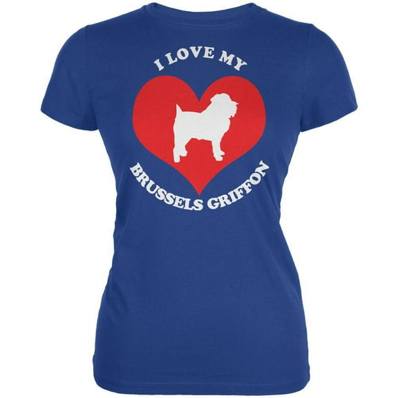 Valentines I Love My Brussels Griffon Royal Juniors Soft T-Shirt - Medium