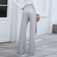thumbnail image 4 of CIENVNSTG Ladies High Waist Drawstring Wide Leg Track Pants Side Striped Pattern Loose Straight Fit Sweatpants with Functional Pockets Comfortable Athletic Bottoms for Jogging Running Sports Gray 2XL, 4 of 7