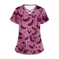 thumbnail image 3 of Tops Cortos para las Mujeres, Halloween Impreso en Cuello en V con Bolsillo, Moda Casual Manga Corta, 3 of 5