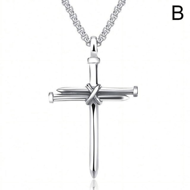 Fashion Steel Nail Rope Cross Pendant Necklace For Men Q4P9 V0Z7 Jewelry