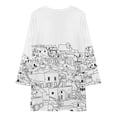 thumbnail image 3 of Santorini Black White Greece Greek Art Loose Dress Evening Dress Summer Dresses for Women Luxury Dress Long Sleeved Dress, 3 of 4