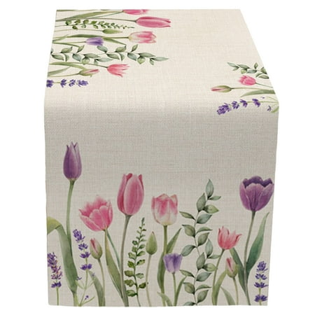 

Pnellth Table Runner Clear Printing Vibrant Color Happy Easter Bunny Pattern Table Cloth Decoration Home Decor