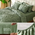 thumbnail image 3 of Evenhug Green Comforter - 7 Pieces King Pintuck Comforter Set,Floral Ruched Bedding Set with Comforter,Flat Sheet,Fitted Sheet and Pillow Shams(104"x90"), 3 of 8