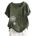 thumbnail image 3 of Camisa de mujer con botones, blusa informal de manga corta con cuello redondo, verde, XXL Scienceny AP001735-29, 3 of 7